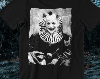 Creepy Clown Shirt Vintage Punk Tee Goth Clothing Metal Apparel Macabre Horror Circus Graphic Halloween Scary Costume Gift