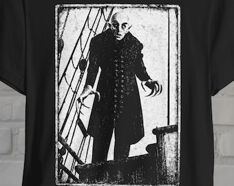 Nosferatu T-Shirt Dracula Shirt Vampire Movie Tee Classic Horror Shirt Goth Style Gift For Horror Fan XS-5X Unisex Ladies Long Sleeve Hoodie