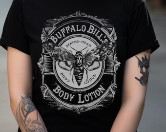 Camiseta de película de terror, camiseta de Buffalo Bill, camiseta de loción, camiseta de parodia de El silencio de los inocentes, regalo divertido para fanáticos del terror, sudadera con capucha de manga larga unisex para mujer
