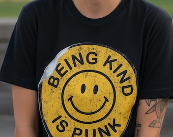 Being Kind Punk Shirt Being Kind Is Punk Black Tee Kindness Punk T-Shirt Alt Grunge Style Rock Graphic Tee Gift For Punk Fan