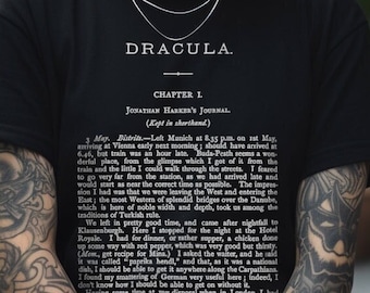 Dracula Shirt Bram Stoker Shirt Horror Book Tee Gothic Novel Shirt Halloween Style Gift For Goth Fan XS-5X Unisex Ladies Long Sleeve Hoodie
