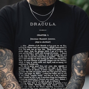 Dracula Shirt Bram Stoker Shirt Horror Book Tee Gothic Novel Halloween Style Gift For Goth Fan XS-5X Unisex Ladies Long Sleeve Hoodie
