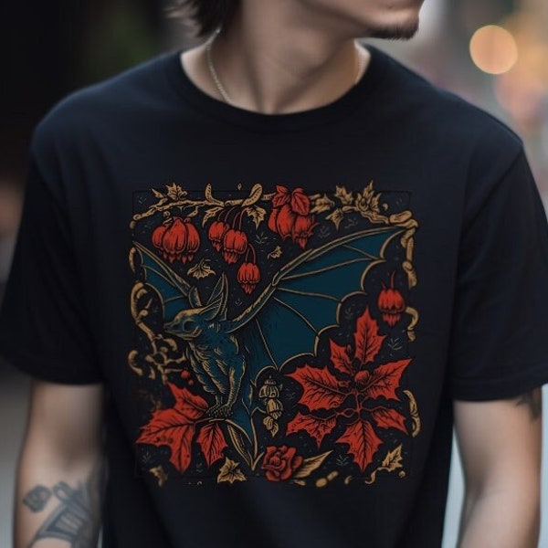Gothic Bat T-Shirt | Unisex Bella+ Canvas Tee | Goth Punk Metal Horror | Victorian Halloween Fashion | Spooky Rock Music Shirt | Unique Gift