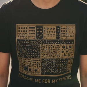 Modular Synth Shirt Forgive Me For My Synths T-Shirt Music Producer Keyboardist Patch Cable Gift For Him Unisex Ladies Long Sleeve Hoodie