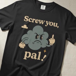 Sarcastic Humor Shirt Rain Cloud Tee Black Tee Screw You Pal Shirt Vintage Retro Style Sassy Tee Gift For Friend