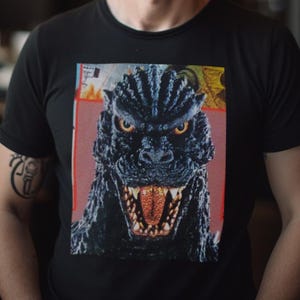 Retro Godzilla Shirt Vintage Monster Tee Sci Fi Movie Shirt Japanese Kaiju Tee Gift For Fan XS-5X Unisex Ladies Long Sleeve Hoodie