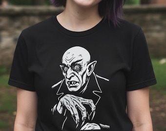 Vintage Vampire Shirt Nosferatu T-Shirt Silent Film Graphic Tee Black Tee Horror Style Gift For Goth Classic Monster Movie Fan