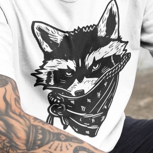 Raccoon with Bandana T-Shirt | Resist Unisex Tee | Bella+ Canvas Shirt | Punk Goth Gothic Style | Hip Hop Protest Top | Activist Wear