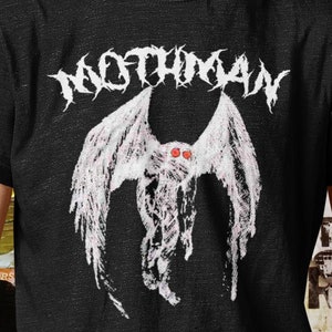 Mothman Shirt Spooky Cryptid Tee Gothic Horror Paranormal Top Punk Aesthetic Point Pleasant WV Gift for Mothman Lovers PREMIUM- BELLA+
