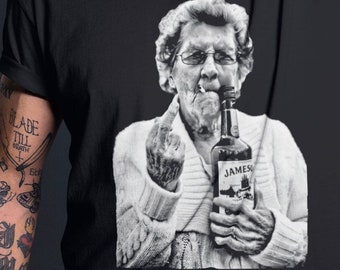 Granny Middle Finger Shirt | Funny Gildan Tee | Jameson Whisky T-shirt | Sarcastic Elderly Women Top | Gift for Mom | Best Friend Present