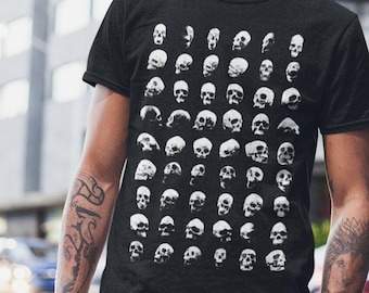 Human Skull T-shirt Punk Goth Metal Macabre Fashion Grunge Emo Alternative Top Edgy Band Tee Dark Aesthetic Horror Graphic Shirt