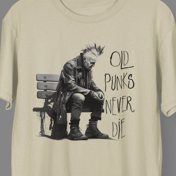 Old Punks Never Die T-Shirt | Punk Goth Gothic Rockabilly Gift | Ramones Misfits Sex Pistols Tee | Rock Band Music Apparel | Edgy Top