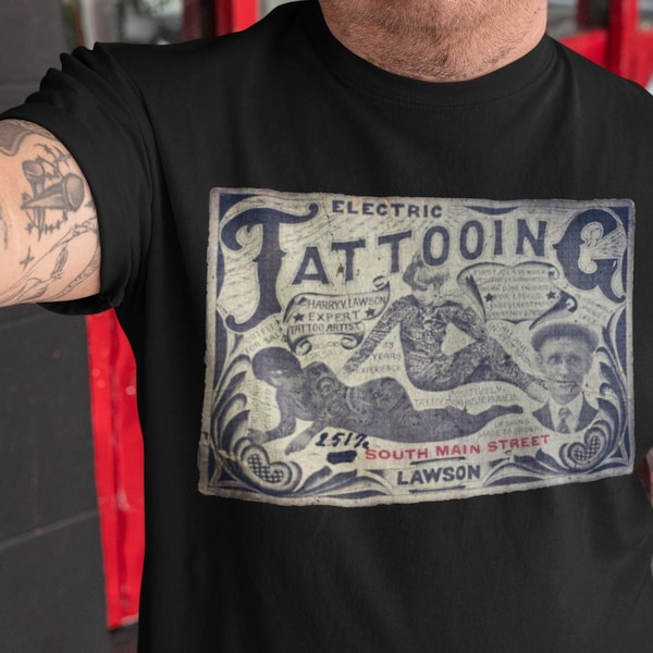 shirt affiche de tatouage vintage | t-shirt rétro d'art de tatouage | Haut encré classique | Chemise d'art corporel traditionnel | Vêtements de tatoueur à l'ancienne