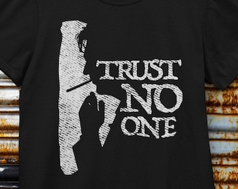 Trust No One T-Shirt | X-Files Inspired Shirt | Sci-Fi Alien Tee | 90s TV Classic Top | Goth Punk Fashion | Nerd Movie Apparel