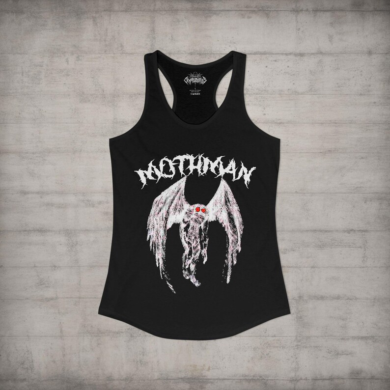 Mothman Shirt Spooky Cryptid Tee Gothic Horror Paranormal Top Punk Aesthetic Point Pleasant WV Gift for Mothman Lovers image 8