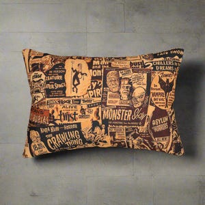 Horror Gothic Decor Pillow Gothic Halloween Decore Horror Movie Lumbar Pillow Decorative Goth Decoration Gift for Horror Fans Halloweene