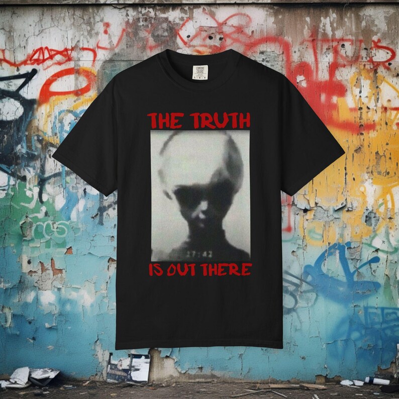 UFO Alien Shirt • The Truth Is Out There Tee • Skinny Bob Retro Alien T-Shirt • UAP Conspiracy Tee • Extraterrestrial Gift - Unisex Ladies Comfort Colors Tee