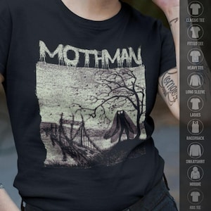 Mothman Shirt Point Pleasant Shirt Cryptid Hoodie Black Bridge Tee Zip Up Hoodie Cryptozoology Gift XS-5X Unisex Ladies Long Sleeve Hoodie