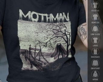 Mothman Shirt Point Pleasant Shirt Cryptid Hoodie Black Bridge Tee Zip Up Hoodie Cryptozoology Gift XS-5X Unisex Ladies Long Sleeve Hoodie