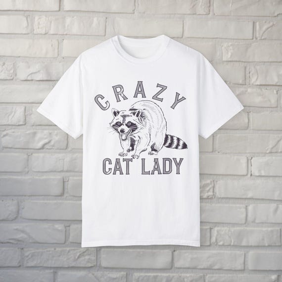 Crazy Cat Lady Shirt Funny Raccoon Tee Comfort Colors Graphic T-Shirt Animal Lover Retro Vintage Aesthetic Gift For Pet Owners