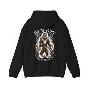 Bigfoot T Shirt Tattoo Style Shirt Traditional Sasquatch Tee Hoodie Long Sleeve Ladies Top Old School Cryptid Graphic Gift For Cryptid Fan immagine 8