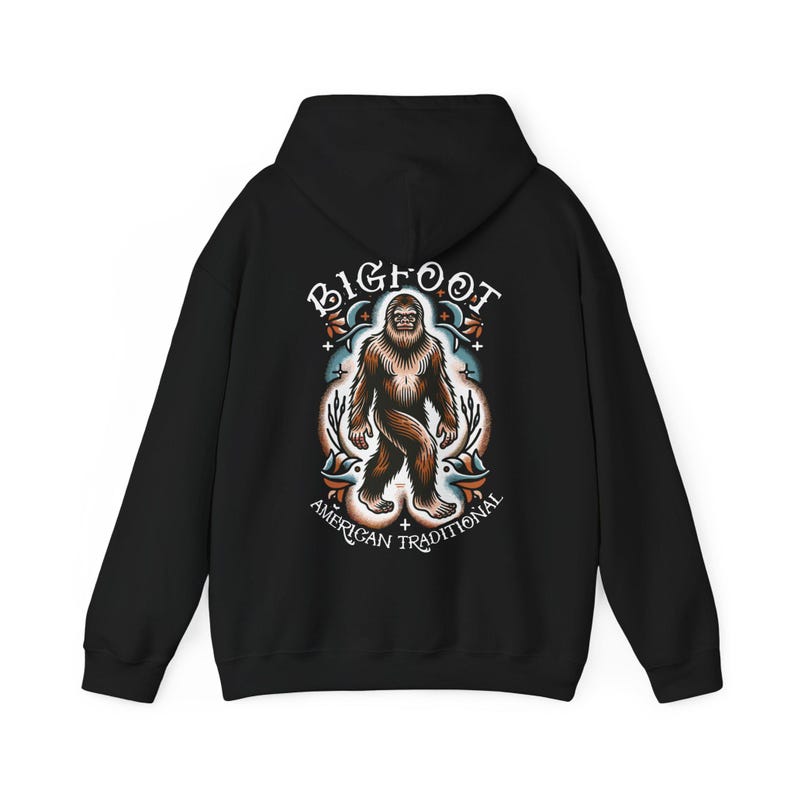 Bigfoot T Shirt Tattoo Style Shirt Traditional Sasquatch Tee Hoodie Long Sleeve Ladies Top Old School Cryptid Graphic Gift For Cryptid Fan immagine 8