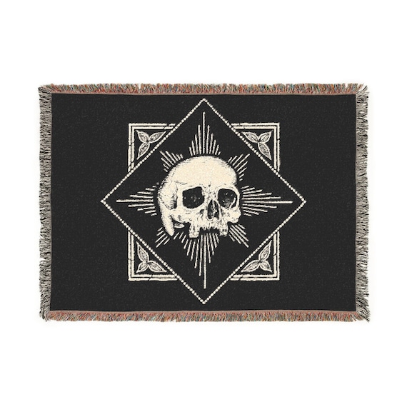 Gothic Blanket • Skull Blanket • Woven OR Fleece OR Velveteen • Dark Aesthetic Tapestry Blanket • Skull Throw Blanket • Gothic Decor Gift