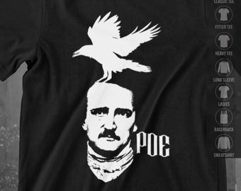 Edgar Allan Poe Shirt | Raven Gothic Tee | Horror Literature T-shirt | Poet Gift | Macabre Apparel | Unisex Ladies Longsleeve Sweatshirt