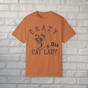 Crazy Cat Lady Shirt Funny Raccoon Tee Comfort Colors Graphic T-Shirt Animal Lover Retro Vintage Aesthetic Gift For Pet Owners Yam