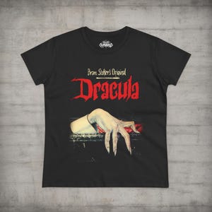 Dracula T-Shirt Vampire Graphic Tee Bram Stoker Shirt Dracula Horror Goth Vampire Halloween Gift Unisex Ladies Long Sleeve Hoodie Kids Ladies Tee