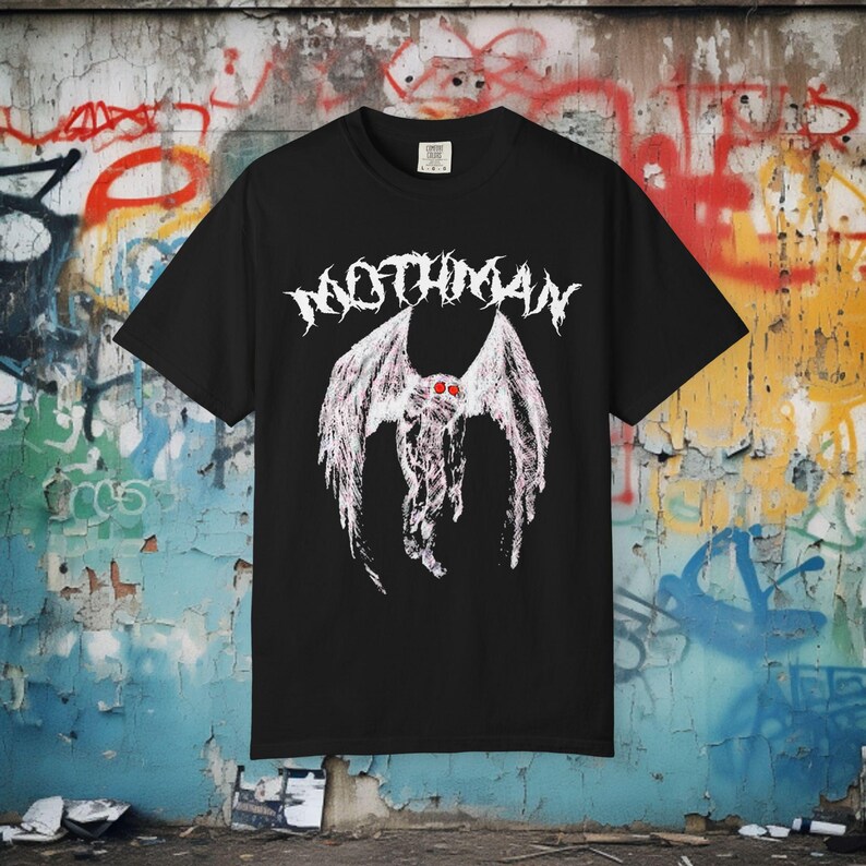 Mothman Shirt Spooky Cryptid Tee Gothic Horror Paranormal Top Punk Aesthetic Point Pleasant WV Gift for Mothman Lovers Comfort Colors Tee