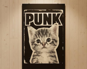 Punk Kitten Poster – Cute Punk Cat Wall Art Print