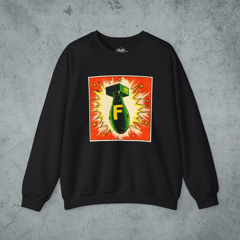 F Bomb Graphic Shirt Funny Swear TShirt Punk Style Retro Humor Top Cuss Word Gift For Dad Husband Friend Unisex Ladies Long Sleeve Hoodie Crewneck Sweatshirt