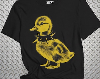 Punk T-shirt Baby Duck Graphic Black Tee Emo Punk Teen Spiked Collar Shirt Alt Fashion Gift Punk Rock Shirt Unisex Ladies Long Sleeve Hoodie