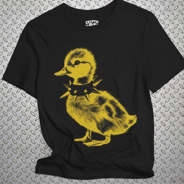 Punk T-shirt Baby Duck Graphic Black Tee Emo Punk Teen Spiked Collar Shirt Alt Fashion Gift Punk Rock Shirt Unisex Ladies Long Sleeve Hoodie