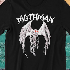 Mothman Shirt Spooky Cryptid Tee Gothic Horror Paranormal Top Punk Aesthetic Point Pleasant WV Gift for Mothman Lovers Classic Fit - Gildan