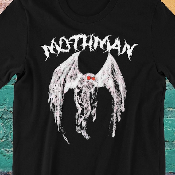 Mothman Shirt Spooky Cryptid Tee Gothic Horror Paranormal Top Punk Aesthetic Point Pleasant WV Gift for Mothman Lovers