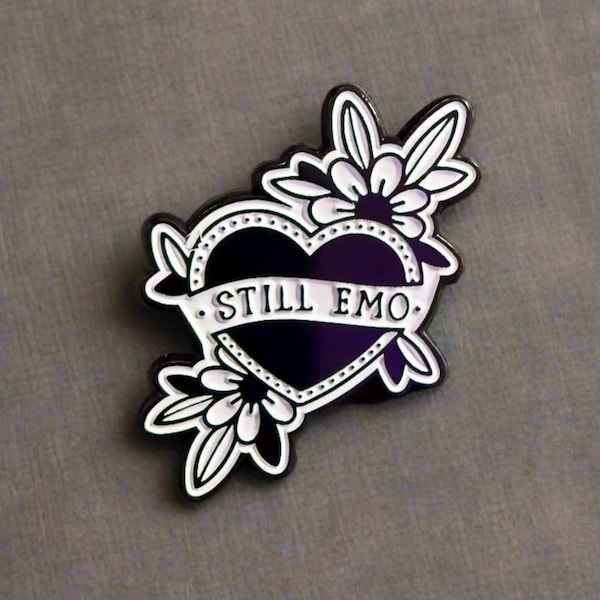 Still Emo Button Emo Pinback Button Black Heart Pin Emo Badge Alt Style Nostalgia Pin Metal Jacket Pin Gift For Emo Kid Music Lover