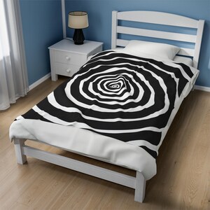 Gothic Spiral Blanket - Contemporary Abstract Plush Throw - Soft Velveteen Blanket for Home Decor - Available in 2 Sizes image 5