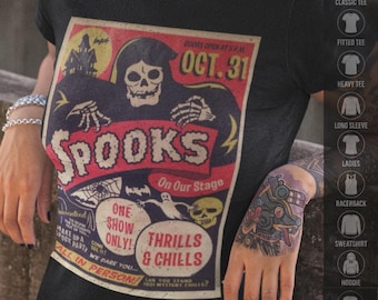 Retro Halloween Shirt Gothic Punk Rock T Shirt Tee Hoodie Long Sleeve Ladies Top Vintage Horror Movie Graphic Creepy Costume Gift For Fan