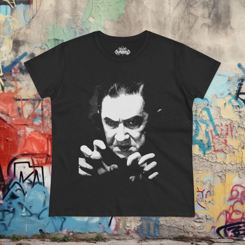 Bela Lugosi Dracula Shirt Classic Horror T Shirt Tee Long Sleeve Ladies Top Vampire Movie Graphic Goth Clothing Halloween Gift For Fan Ladies Tee
