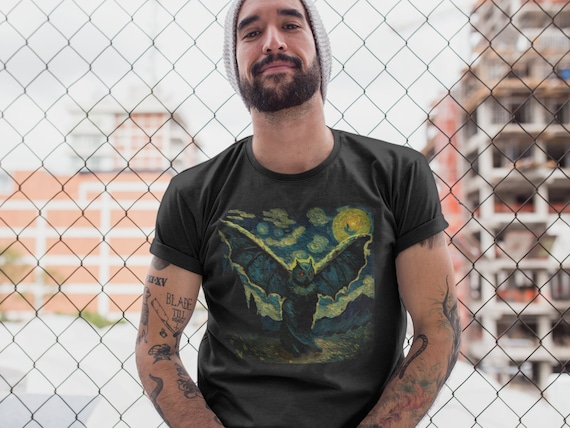 Mothman Shirt Starry Night Black Tee Cryptid Shirt Gothic Punk Horror Mothman Tee Rockabilly Gift for Cryptid Fans Bigfoot Mothman