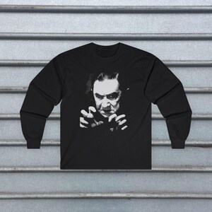 Bela Lugosi Dracula Shirt Classic Horror T Shirt Tee Long Sleeve Ladies Top Vampire Movie Graphic Goth Clothing Halloween Gift For Fan Long Sleeve Tee