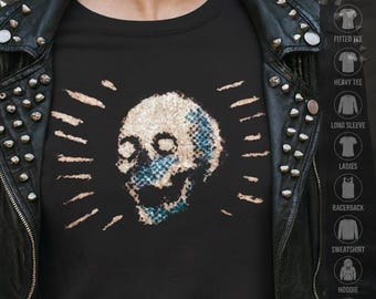 Comic Skull Shirt Horror Movie Shirt Vintage Tee Gothic Punk Style Rock Shirt Gift Horror Fan XS-5X Unisex Ladies Long Sleeve Hoodie Kids