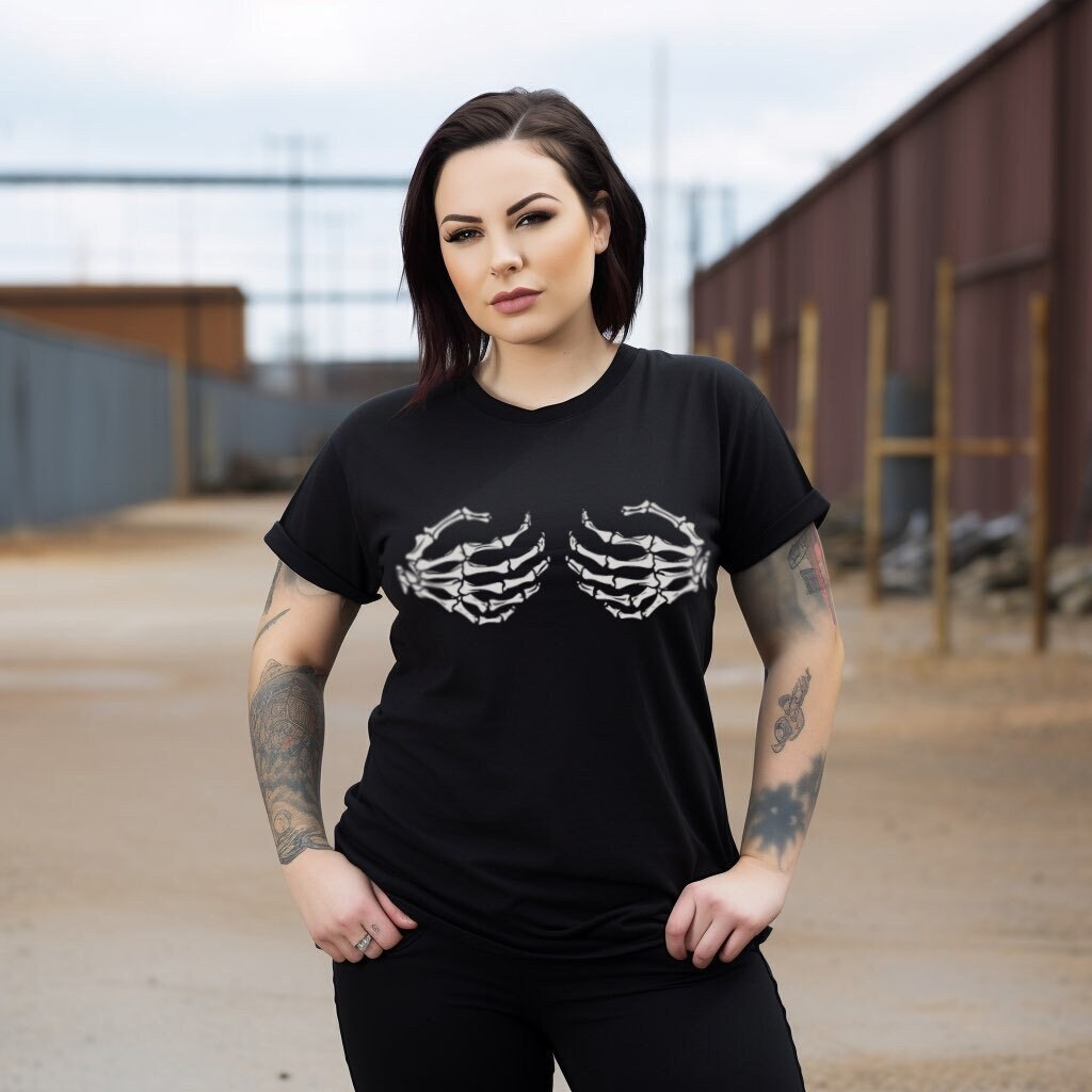 Skeleton Hands on Chest Shirt Etsy UK
