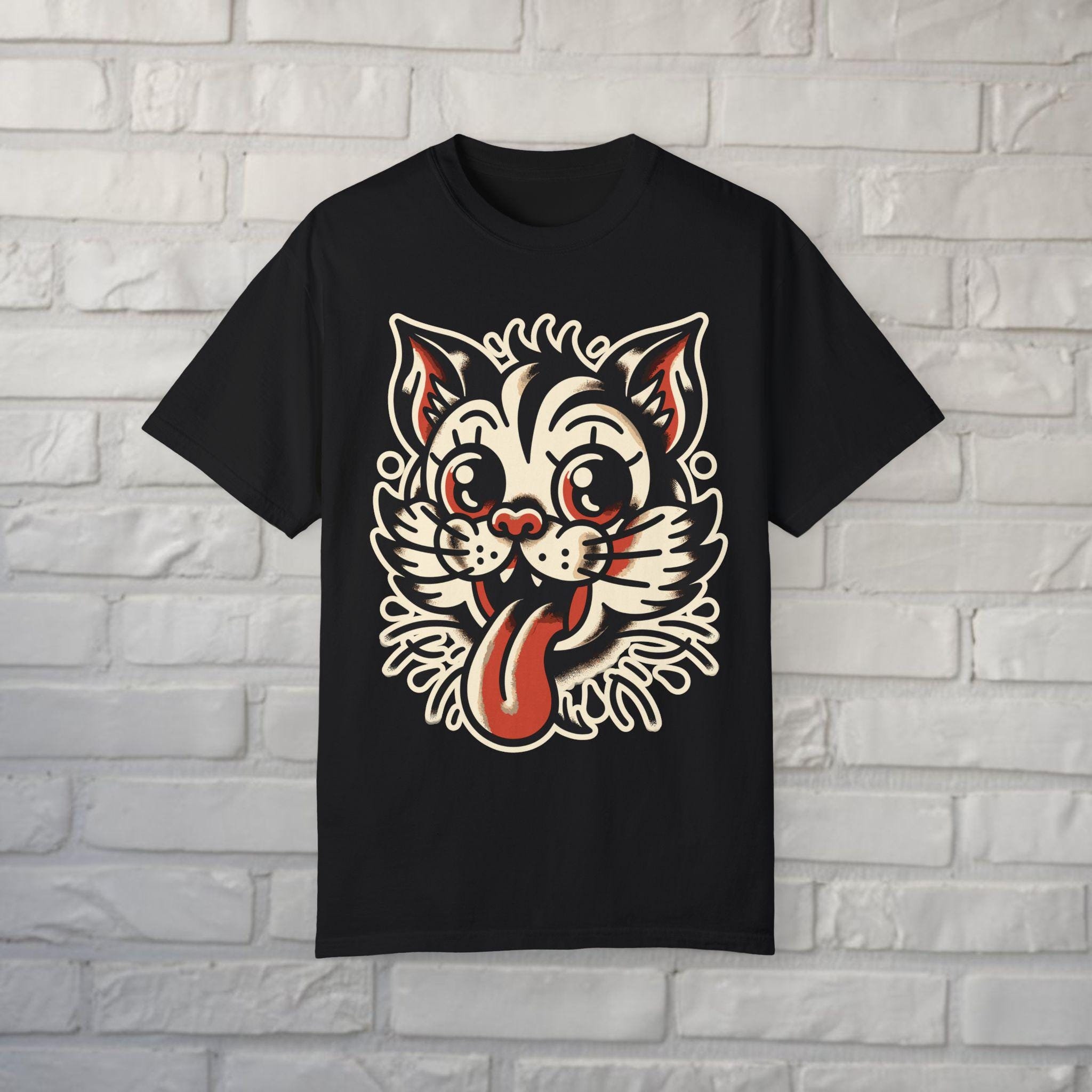 Tattoo Shirt Rockabilly Cat Tee American Traditional Tattoo Tee