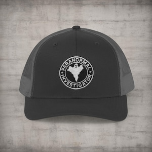 Paranormal Investigator Hat - Ghost Hunter Trucker Cap - Mesh Back Ghost Hunting Hat - Spirit Tracker Ballcap - Haunted Vibes Cap Black / Charcoal