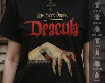 Dracula T-Shirt Vampire Graphic Tee Bram Stoker Shirt Dracula Horror Goth Vampire Halloween Gift  Unisex Ladies Long Sleeve Hoodie Kids