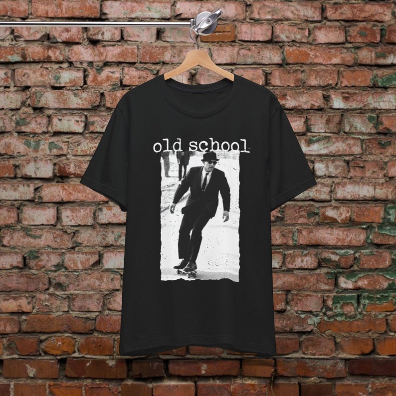 Skateboard Shirt Old School Retro Skater Tee Vintage Hipster Streetwear 90s Style Gift for Skateboarders Kids XS to Adult 5X Hoodie Ladies Fitted Tee - Bella+