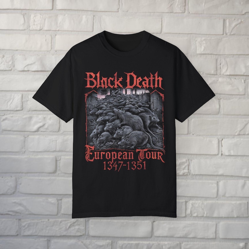 Black Death European Tour T-shirt | Ladies | Sweatshirt Hoodie Metal Tee | Dark Humor Gothic Unisex Shirt | Medieval History Shirt | Bella+ image 2